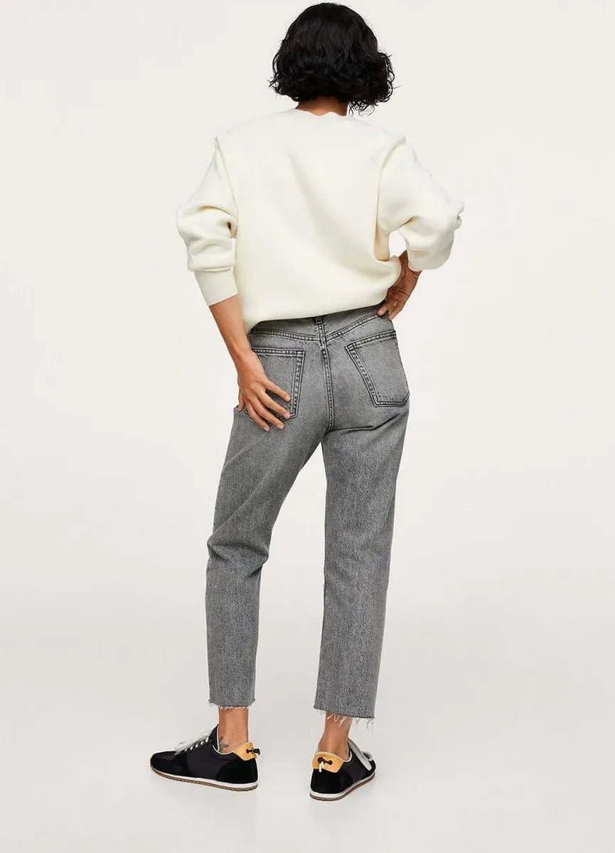 MANGO Straight Cropped High Waist Ankle Length Jeans - Smgarment's