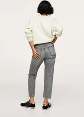 MANGO Straight Cropped High Waist Ankle Length Jeans - Smgarment's