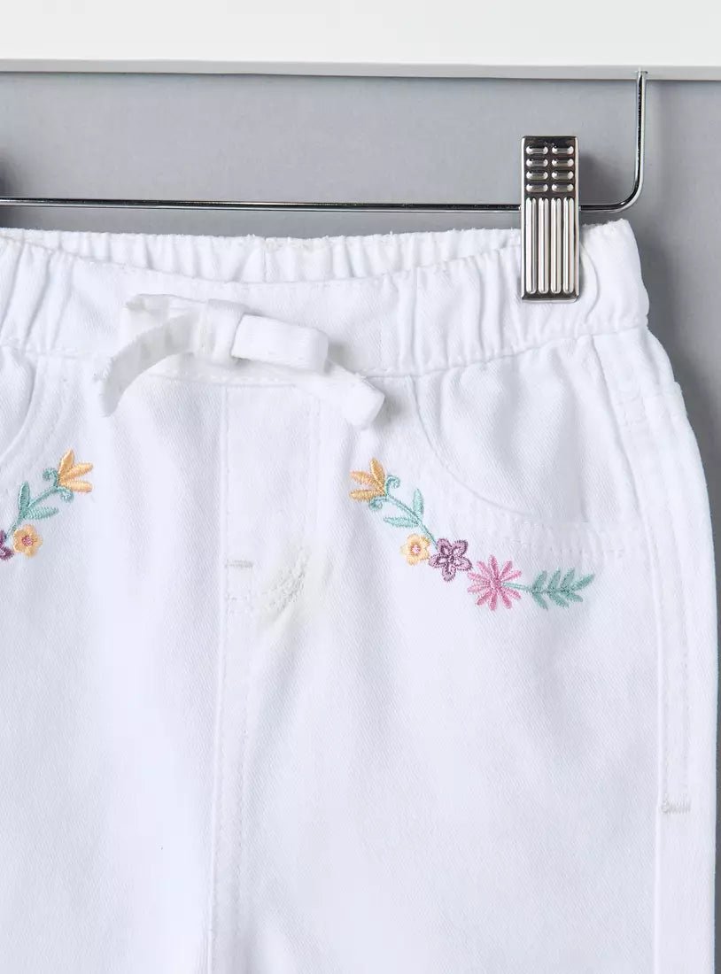 MAX Embroidered Paperbag Waist Twill Pants - Smgarment's