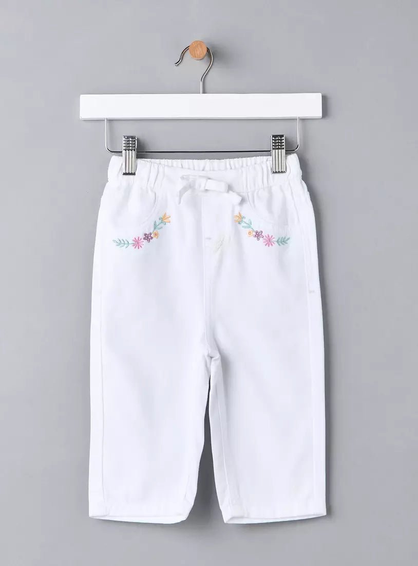 MAX Embroidered Paperbag Waist Twill Pants - Smgarment's