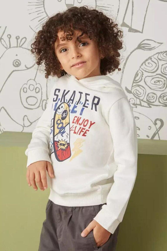 MAX FASHION Skater Print Hooded Sweatshirt - SMgarment's