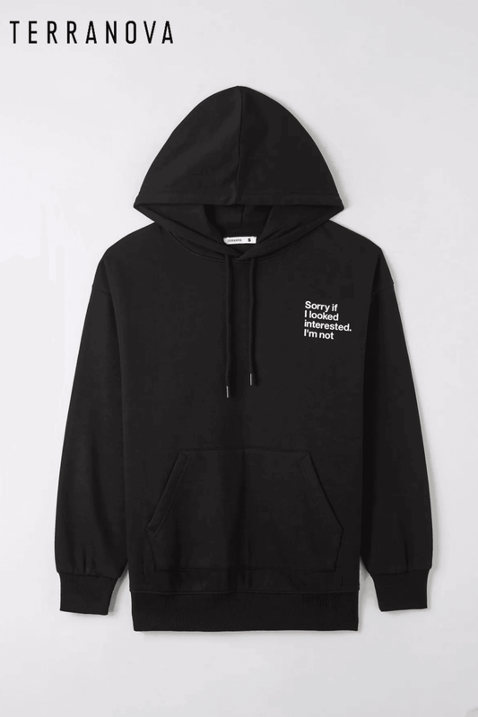 Maxi Hoodie with Inscription Black - SMgarment's