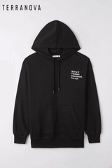 Maxi Hoodie with Inscription Black - SMgarment's