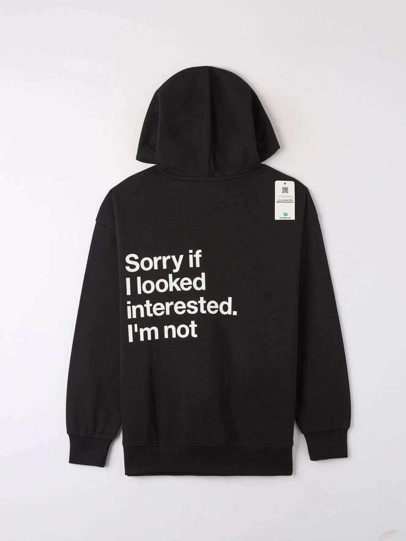 Maxi Hoodie with Inscription Black - SMgarment's