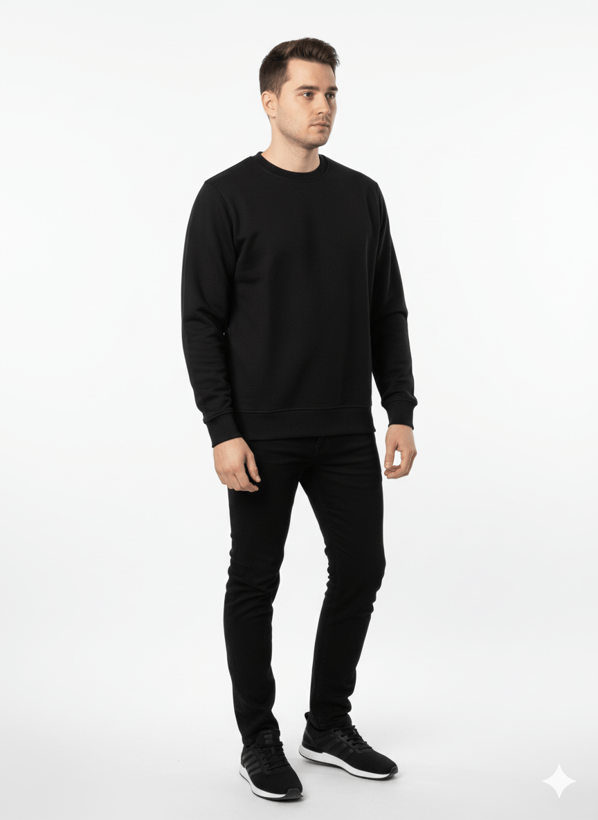 MENS BASIC BLACK SWEATSHIRT - Smgarment's