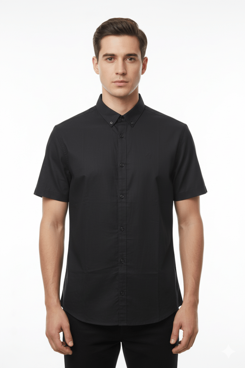 MENS BASIC HALF SLEEVE BLACK SHIRT - Smgarment's