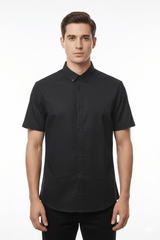 MENS BASIC HALF SLEEVE BLACK SHIRT - Smgarment's