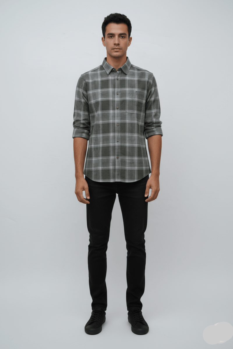 MENS CHECKERED FLANNEL SHIRT SLIM FIT - Smgarment's