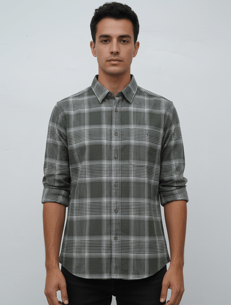 MENS CHECKERED FLANNEL SHIRT SLIM FIT - Smgarment's