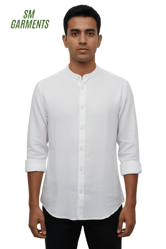 MENS PLAIN WHITE LINEN SHIRT - Smgarment's