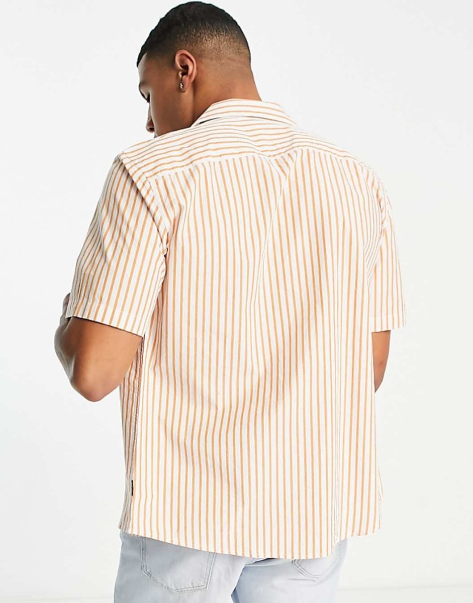 Mens revere shirt in orange stripe - Smgarment's