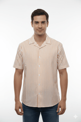 Mens revere shirt in orange stripe - Smgarment's