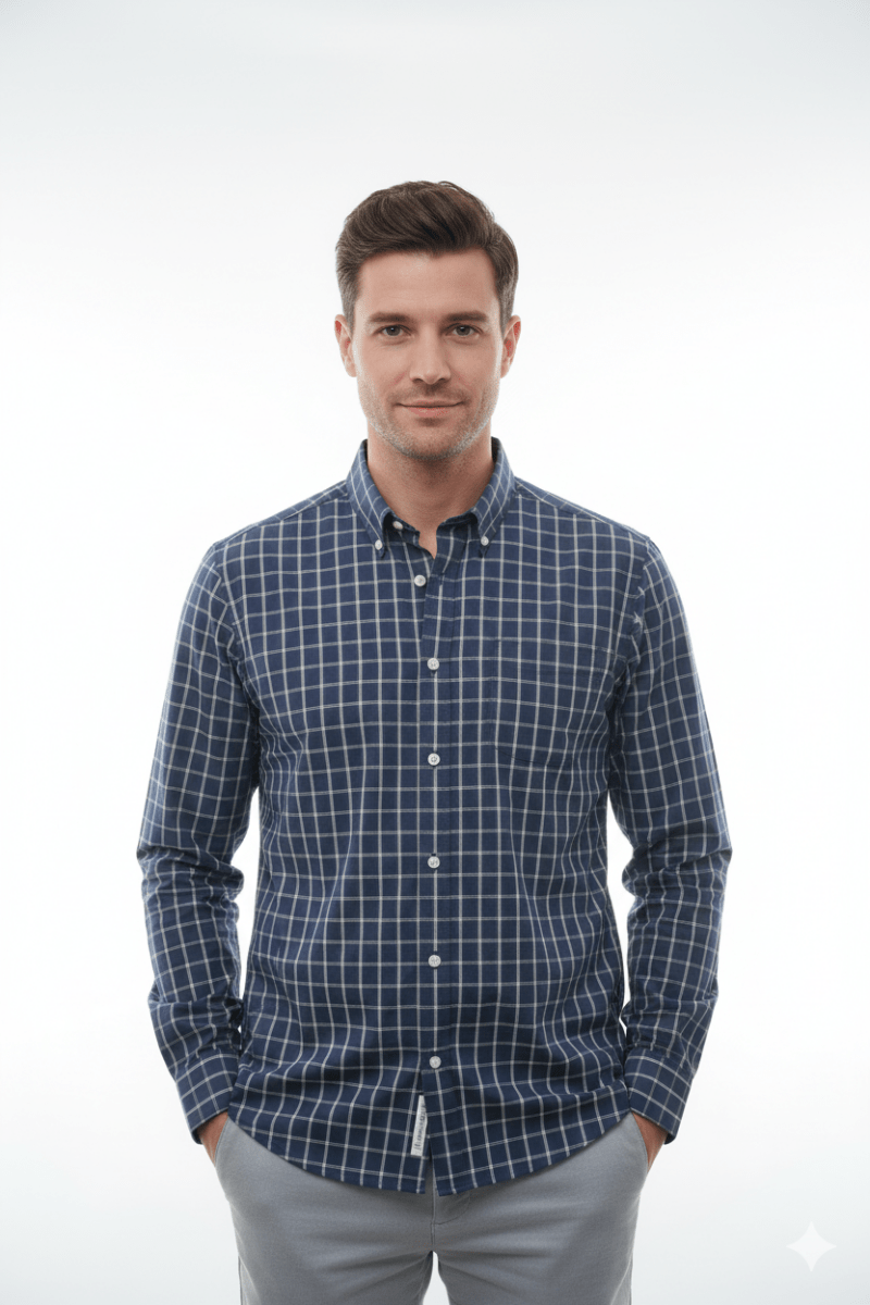 MENS SLIM FIT CHECKED SHIRT - Smgarment's