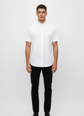 MENS White Half Sleeve Stretch Oxford Shirt - Smgarment's