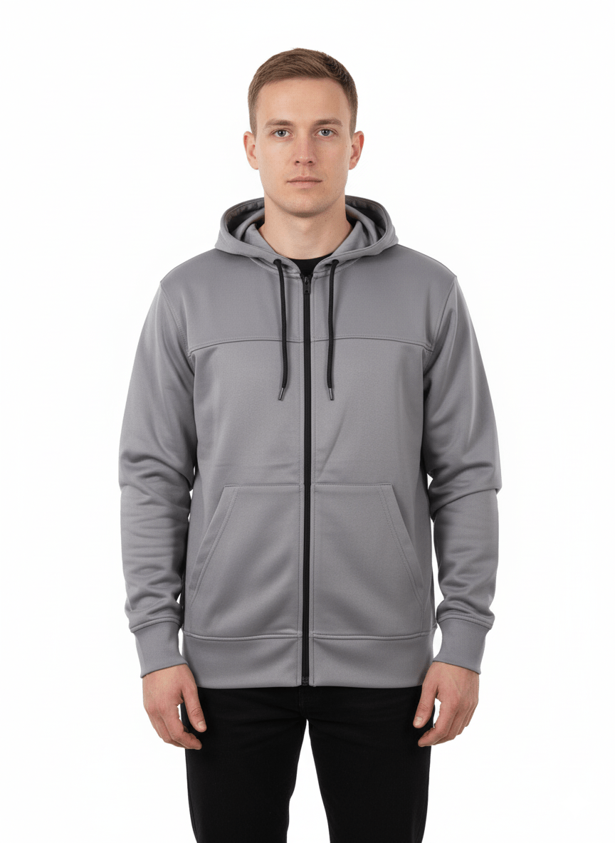 MENS Zip Up Hoodie Light Graphite - Smgarment's
