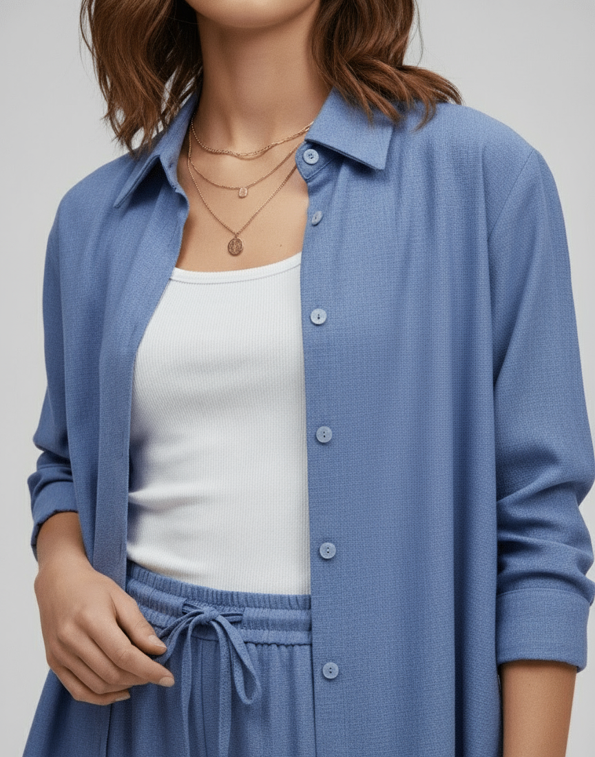 Mid - Blue Relaxed Linen Suit - Smgarment's