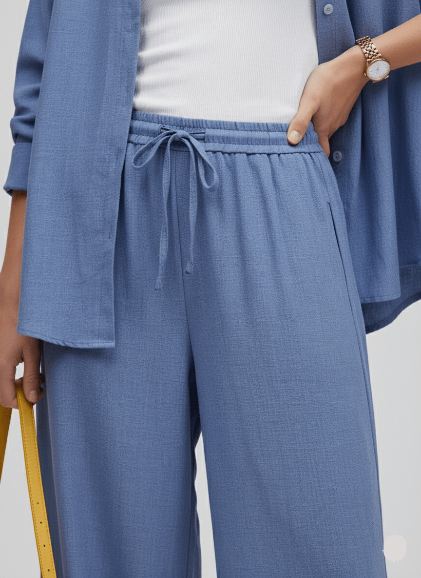 Mid - Blue Relaxed Linen Suit - Smgarment's