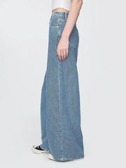 Mid Rise UltraSoft Denim Stripe Baggy Jeans - Smgarment's