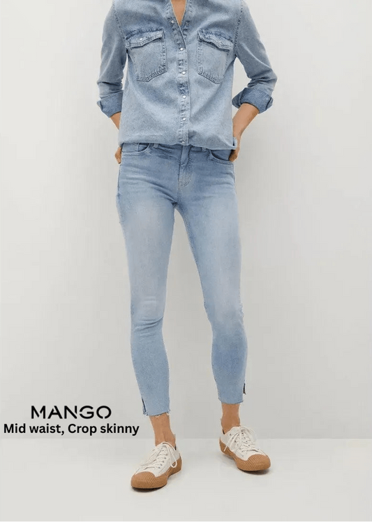 Mid waist Crop skinny Isa jeans - Smgarment's