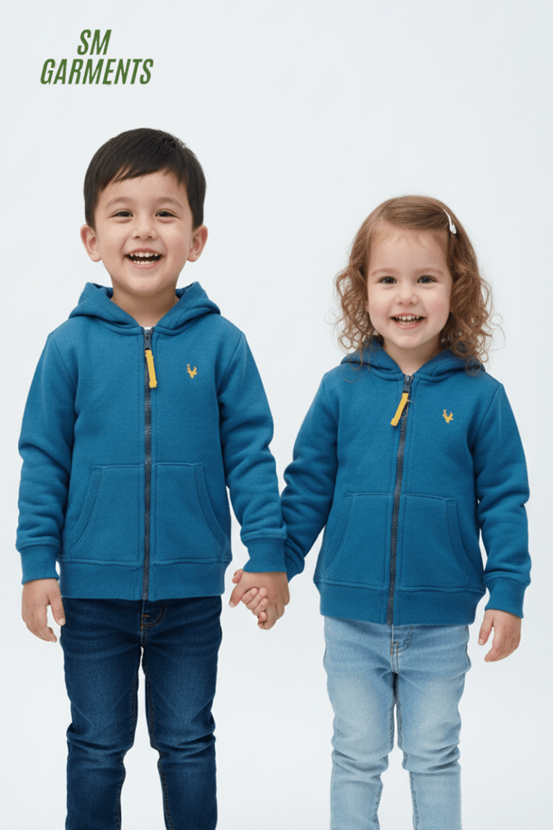 MINOTI Kids’ Cyan blue Zip - Up Hoodie - Smgarment's