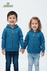 MINOTI Kids’ Cyan blue Zip - Up Hoodie - Smgarment's