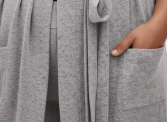 MNG Hather Gray Longline Cardigan with Tie - Waist - Smgarment's