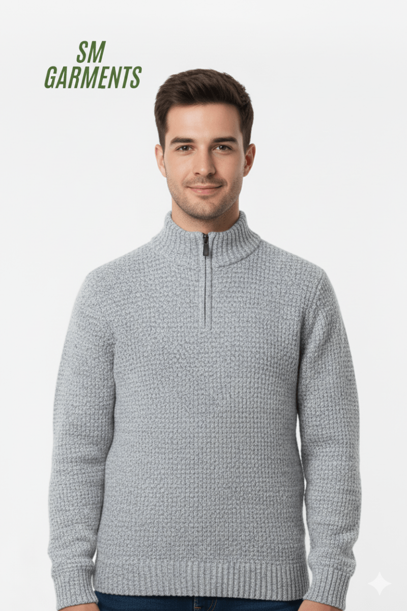 MR PRICE Men's Textured Knit Quarter - Zip Mock Neck Sweat Shirt - Smgarment's
