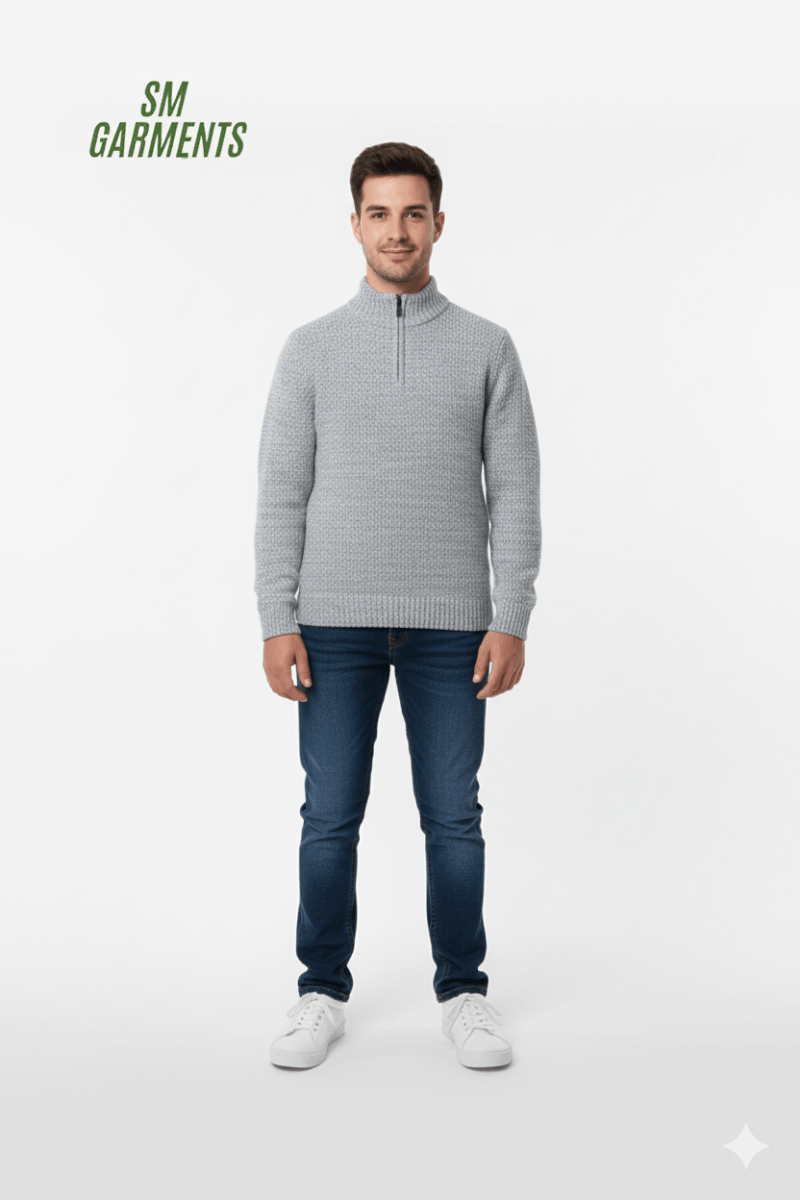 MR PRICE Men's Textured Knit Quarter - Zip Mock Neck Sweat Shirt - Smgarment's
