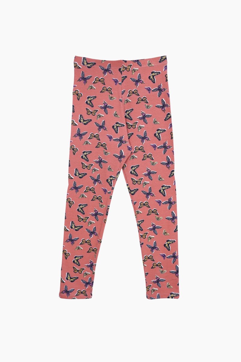 M&S Girls' Butterfly Print Leggings – Coral Pink - Smgarment's