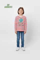 M&S Kids' Striped Long Sleeve Top – "A is for Apple" Print - Smgarment's
