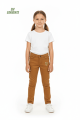 MY CHICCO Girls' Mustard Stretch Pants with Gold Sequin Heart - Smgarment's