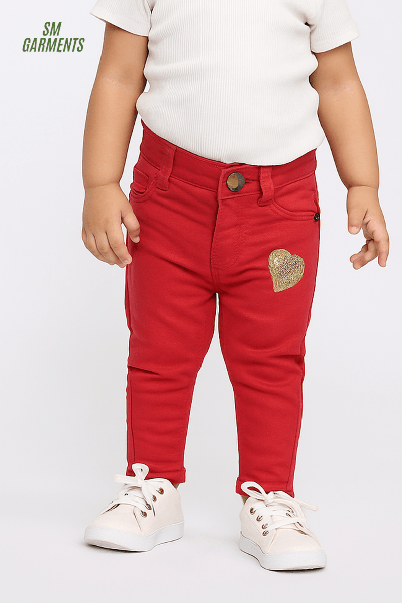 MY CHICCO Girls' Stretch Pants with Gold Sequin Heart - Smgarment's