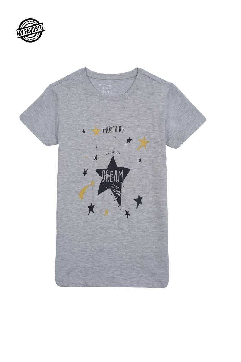 My Favorite Girls' Grey “Everything with a Dream” Star Graphic Tee - Smgarment's