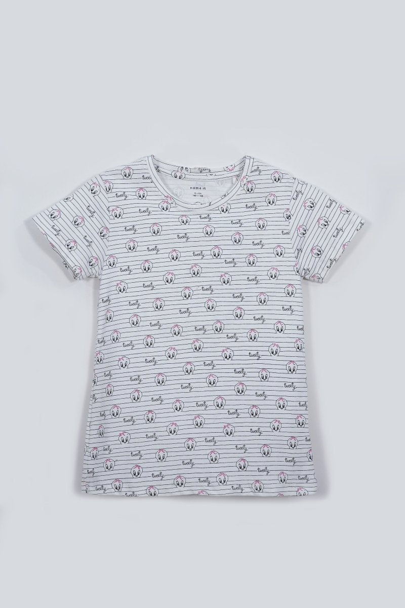 NAME IT Girls’ Tweety Stripe Print T-Shirt - Smgarment's