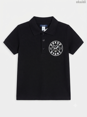Boys' Black Gaming Graphic Polo Shirt