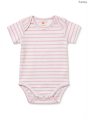 Baby Girls' Pink & White Striped Short-Sleeve Bodysuit