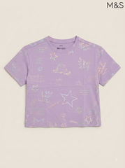 M&S x Champion Kids’ Lilac Printed Graphic T-Shirt