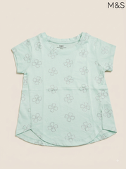 Girls' Mint Green Glitter Floral T-Shirt | M&S Kids