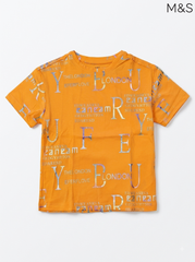 M&S Orange Iridescent Typographic Short-Sleeve T-Shirt
