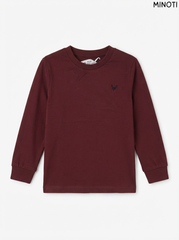 Imported Boy Maroon Embroidered Deer Long-Sleeve T-Shirt