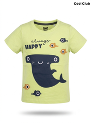 Kids' "Always Happy" Hammerhead Shark T-Shirt - Lime Green