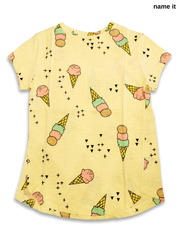 Girls' Light Yellow Ice Cream All-Over Print T-Shirt