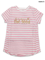 Girls Pink & White Striped "Focus on the Good" T-Shirt