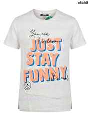 Okaïdi Girls' "Just Stay Funny" Graphic Printed Speckled T-Shirt – Off-White/Pastel