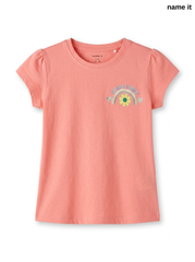 Girls' Coral Pink "Good Vibes" & "Sunshine State of Mind" Cap Sleeve T-Shirt