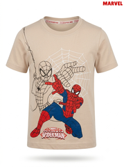 Official Marvel Ultimate Spider-Man Graphic Printed T-Shirt – Beige / Light Tan