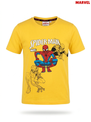 Official Marvel Spider-Man Action Graphic Printed T-Shirt – Bright Yellow