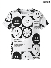 Girls' Monochrome Graphic Smiley T-Shirt