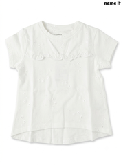 Girls’ White Broderie Anglaise Ruffle Top
