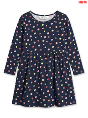 Girls H&M Navy Blue Multicolor Polka Dot Long-Sleeve Dress